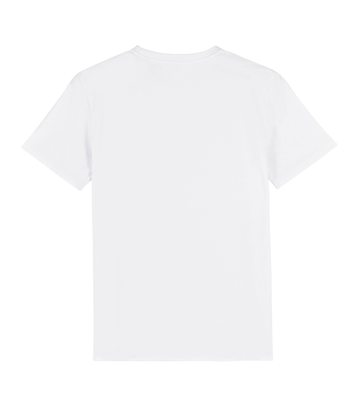 Back of Beachlife white organic cotton unisex t-shirt with round neck by Mauverien.