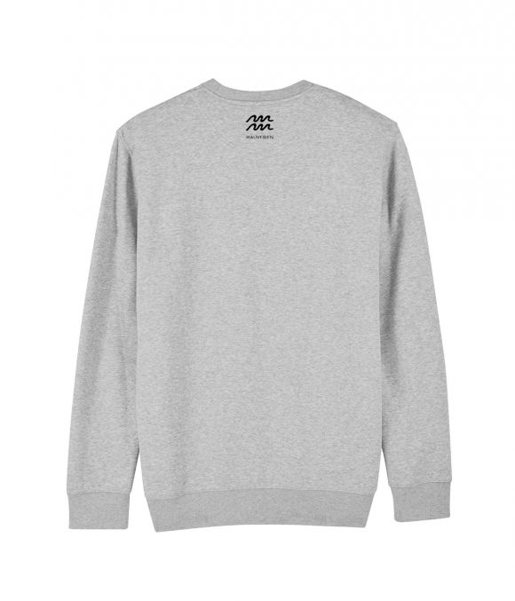 Back of Dots grey sweatshirt for men with Mauverien logo.