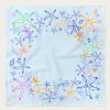 Square silk scarf in light blue with multicoloured starfish pattern by Mauverien.